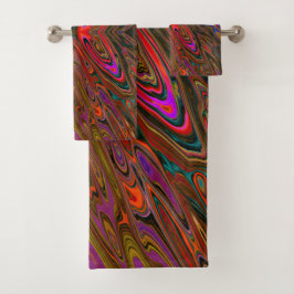 Abstract Trippy Oranje en magenta Butterfly Bad Handdoek