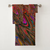 Abstract Trippy Oranje en magenta Butterfly Bad Handdoek (Insitu)