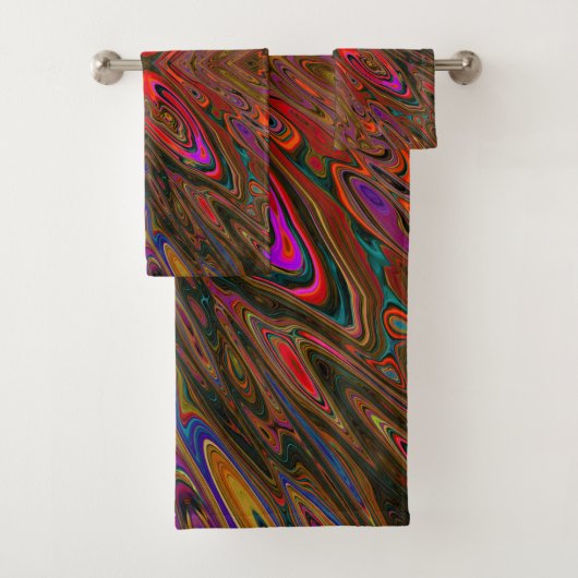 Abstract Trippy Oranje en magenta Butterfly Bad Handdoek (Insitu)