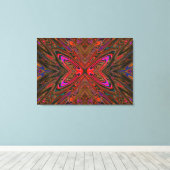 Abstract Trippy Oranje en magenta Butterfly Canvas Afdruk (Insitu (Houten vloer))