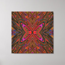 Abstract Trippy Oranje en magenta Butterfly Canvas Afdruk