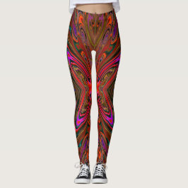 Abstract Trippy Oranje en magenta Butterfly Leggings