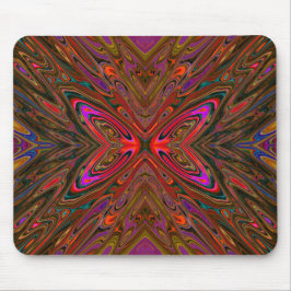 Abstract Trippy Oranje en magenta Butterfly Muismat