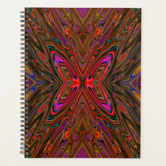 Abstract Trippy Oranje en magenta Butterfly Planner (Voorkant)