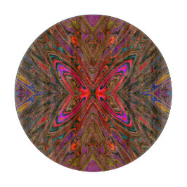 Abstract Trippy Oranje en magenta Butterfly Snijplank