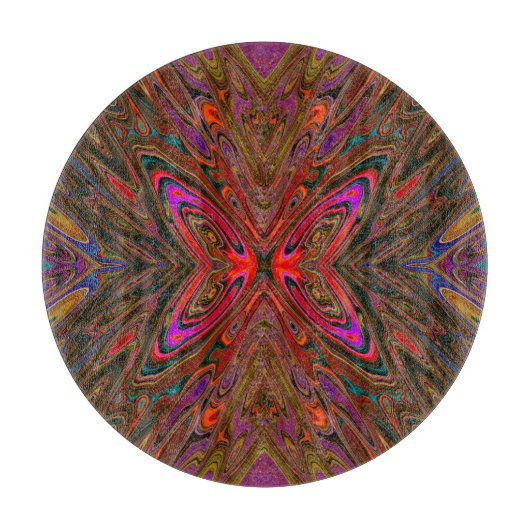 Abstract Trippy Oranje en magenta Butterfly Snijplank (Voorkant)