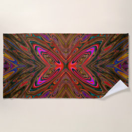 Abstract Trippy Oranje en magenta Butterfly Strandlaken