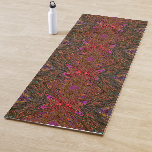 Abstract Trippy Oranje en magenta Butterfly Yogamat (In situ)