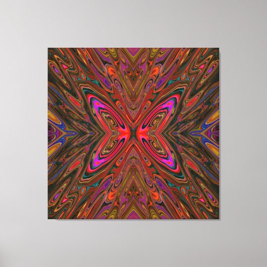 Abstract Trippy Oranje en Magenta Vlinder Canvas Afdruk (Voorkant)