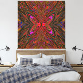 Abstract Trippy Oranje en Magenta Vlinder Canvas Afdruk (Insitu (Slaapkamer))