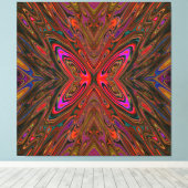 Abstract Trippy Oranje en Magenta Vlinder Canvas Afdruk (Insitu (Houten vloer))