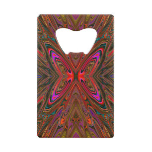 Abstract Trippy Oranje en Magenta Vlinder Creditkaart Flessenopener