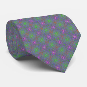 Abstract Trippy Paarse, Oranje en Groene Vlinder Stropdas