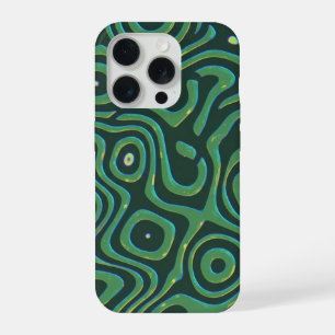 Abstract Trippy Vloeibare Draaikolk - Groene Psych iPhone 15 Pro Case