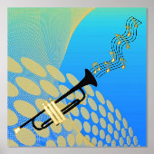 Abstract Trompet Muziek Folie Prints (Voorkant)