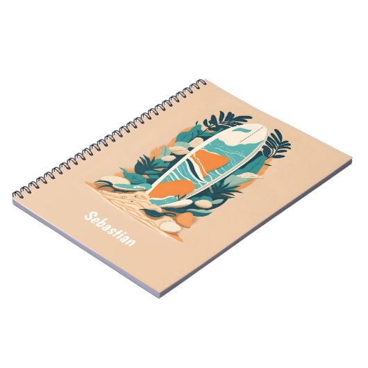 Abstract Tropical Beach Surfboard Teen Journal Notitieboek (Linkerzijde)