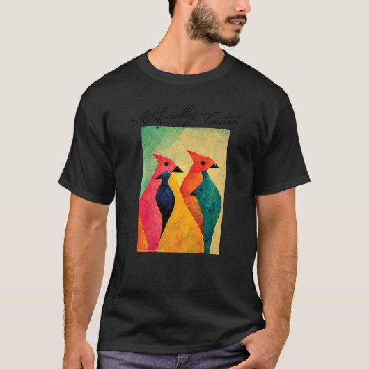 Abstract Tropical Birds Op T-shirt (Voorkant)