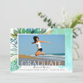 Abstract Tropisch Afstuderen Fotoaankondiging Kaart (Staand voorkant)