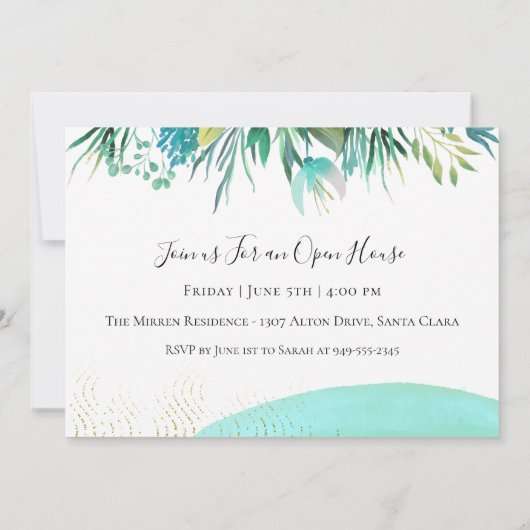 Abstract Tropisch Afstuderen Fotoaankondiging Kaart (Achterkant)