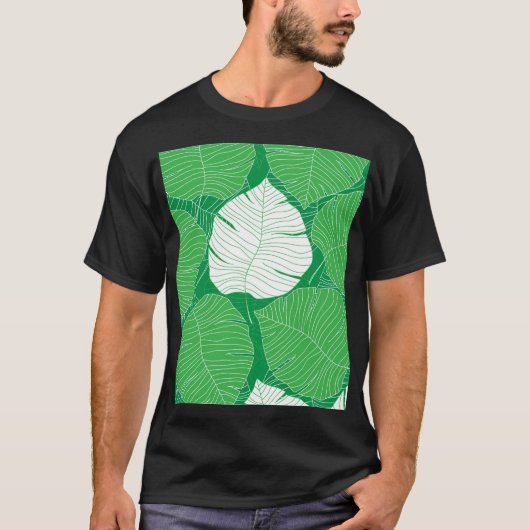 Abstract tropisch blad, kunstschilderkunst. t-shirt (Voorkant)