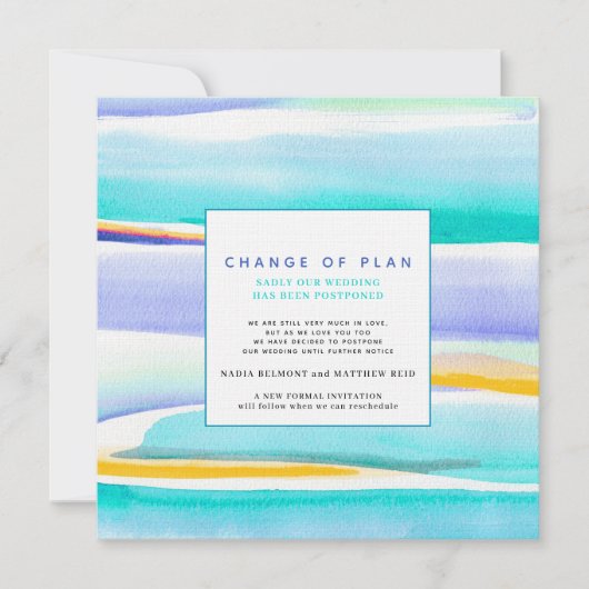 Abstract tropisch getij aqua bruiloft uitstel kaart (Voorkant)