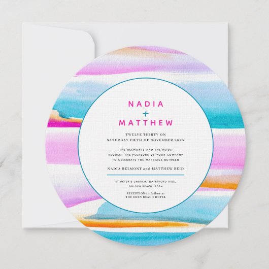 Abstract tropisch getij foto rond bruiloft kaart (Voorkant)