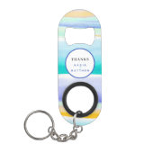 Abstract tropisch getijdenblauw aqua geel bruiloft mini flessenopener (Voorkant)