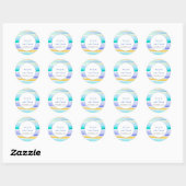 Abstract tropisch getijdenblauw aqua geel bruiloft ronde sticker (Vel)