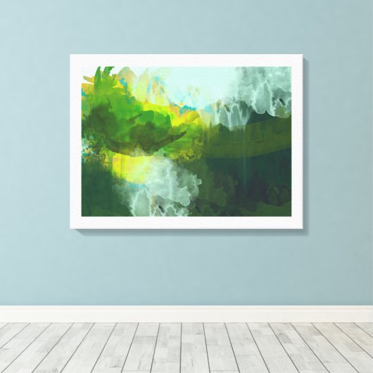 abstract tropisch landschapsschilderij canvas afdruk (Insitu (Houten vloer))