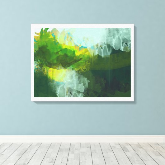 abstract tropisch landschapsschilderij canvas afdruk (Insitu (Houten vloer))