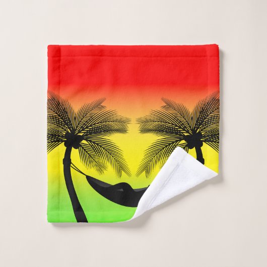 Abstract tropisch leven | Hammock Silhouette Bad Handdoek (Wasdoekje)