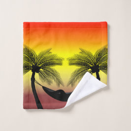Abstract tropisch leven | Hammock Silhouette Bad Handdoek