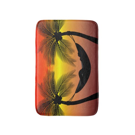 Abstract tropisch leven | Hammock Silhouette Badmat (Voorkant Verticaal)