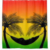 Abstract tropisch leven | Hammock Silhouette Douchegordijn (Voorkant)