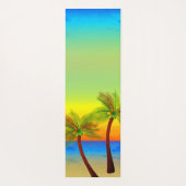 Abstract tropisch leven Palmbomen Zeegezicht Yogamat (Achterkant)