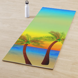 Abstract tropisch leven Palmbomen Zeegezicht Yogamat