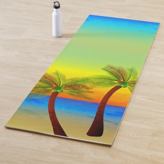 Abstract tropisch leven Palmbomen Zeegezicht Yogamat (In situ)