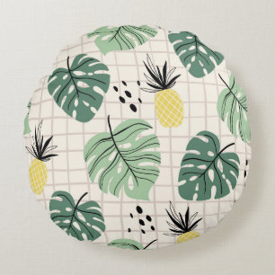 Abstract tropisch naadloos patroon met palmblad rond kussen