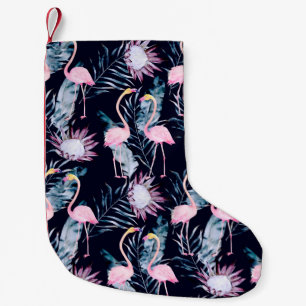 Abstract tropisch patroon met flamingo, protea, l kleine kerstsok