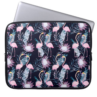 Abstract tropisch patroon met flamingo, protea, l laptop sleeve