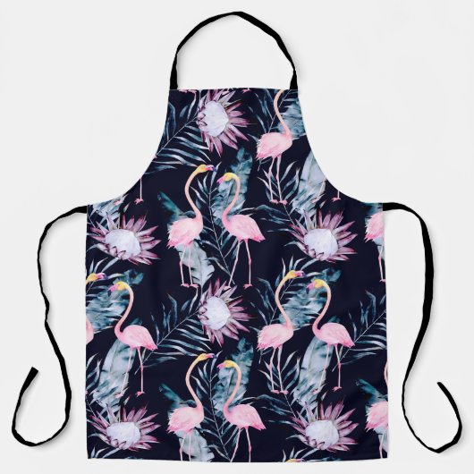 Abstract tropisch patroon met flamingo, protea, l schort (Voorkant)