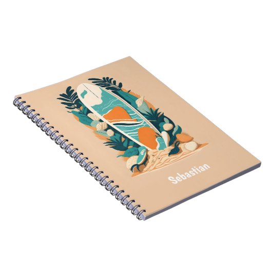 Abstract Tropisch Strand Surfplank Tiener Journaal Notitieboek (Rechterzijde)