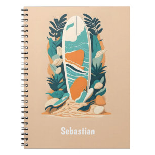Abstract Tropisch Strand Surfplank Tiener Journaal Notitieboek