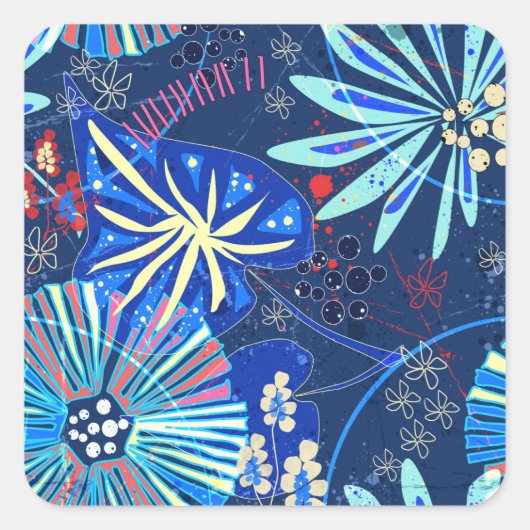 Abstract tropisch vierkante sticker (Voorkant)