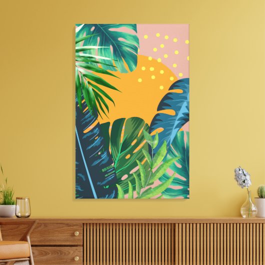 Abstract tropisch zonneslandschap Oerwoud Canvas Afdruk (Insitu (Woonkamer))