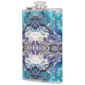 Abstract turquoise blauw ontwerp heupfles (Links)