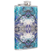 Abstract turquoise blauw ontwerp heupfles (Rechts)