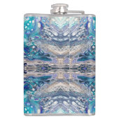 Abstract turquoise blauw ontwerp heupfles (Achterkant)