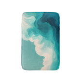 Abstract turquoise en witte golvende golven badmat (Voorkant Verticaal)