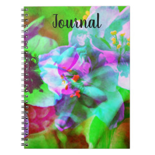 Abstract Turquoise Flowers Journal-Notitieboek Notitieboek